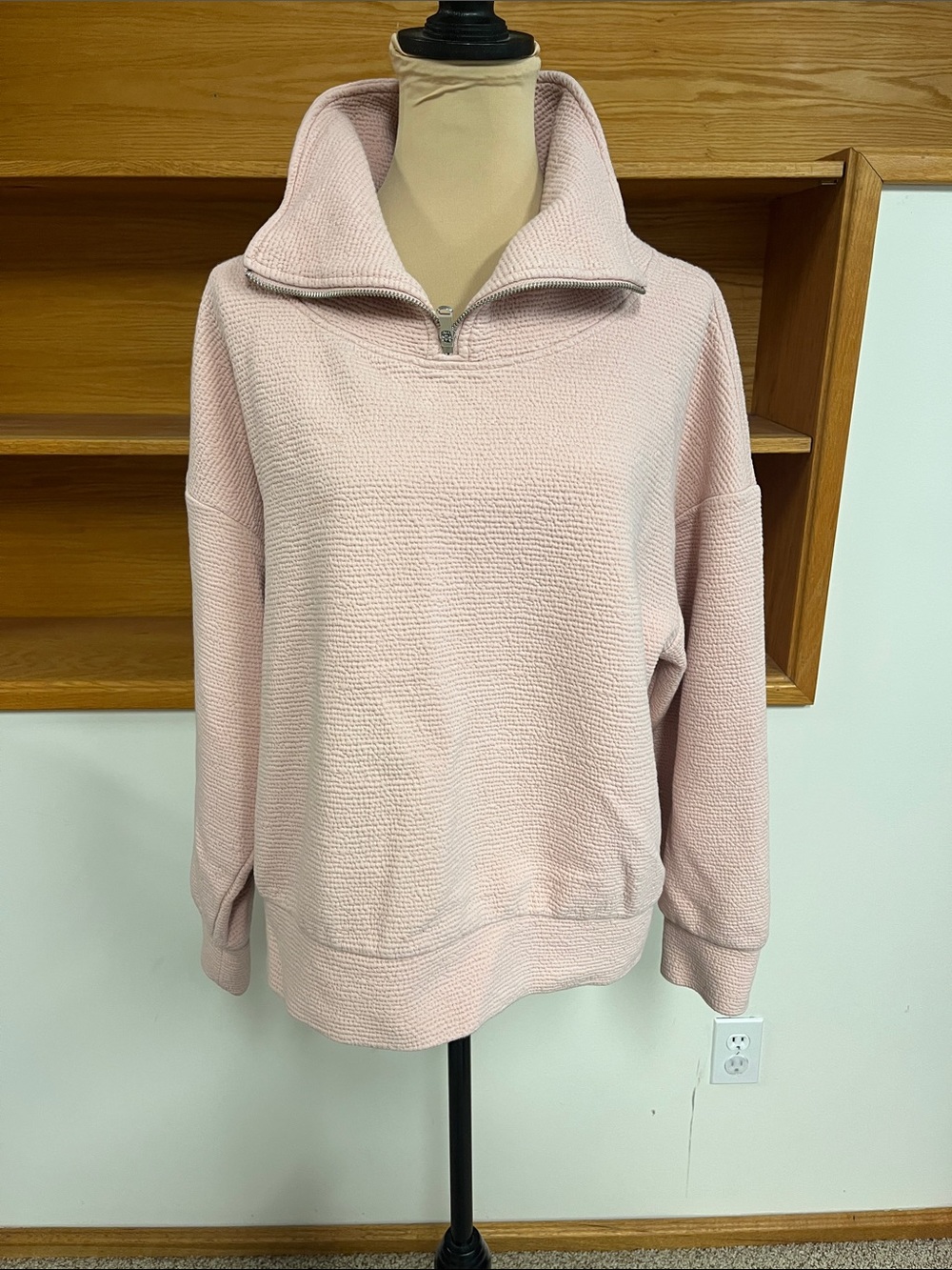 CALIA by Carrie Underwood Pale Pink Textured Quarter-Zip Pullover